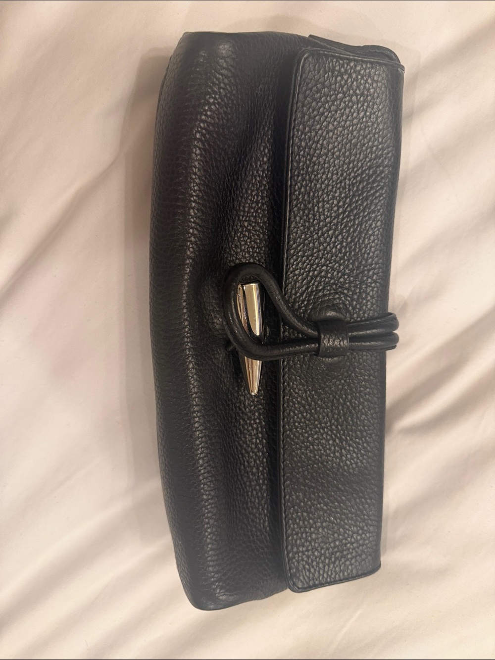 Burberry Black Leather Clutch with Gold-Tone Accent